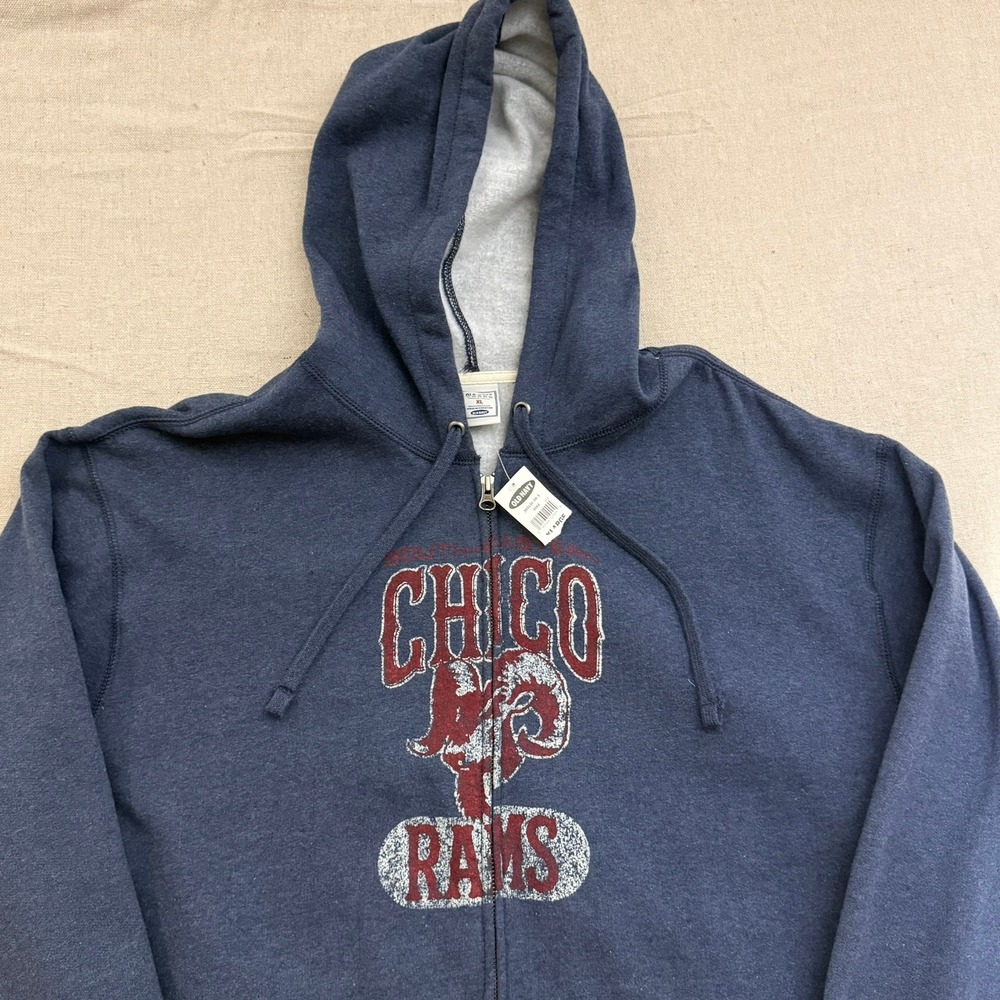 Old Navy Mens Chico Rams Full Zip Hoodie Navy Blue Fleece XL NWT